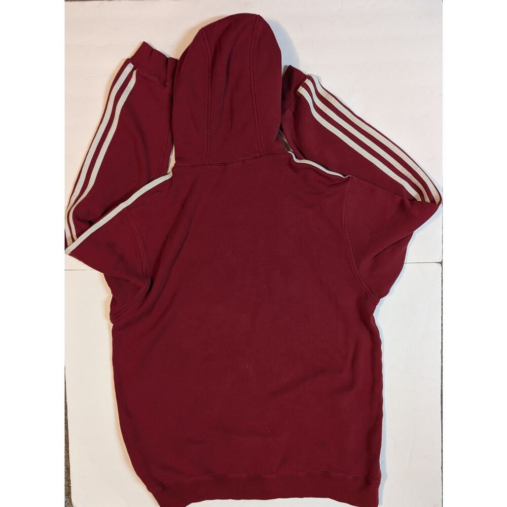 adidas Men's Maroon Logo Hoodie with Stripe Sleeves - Picture 3 of 11